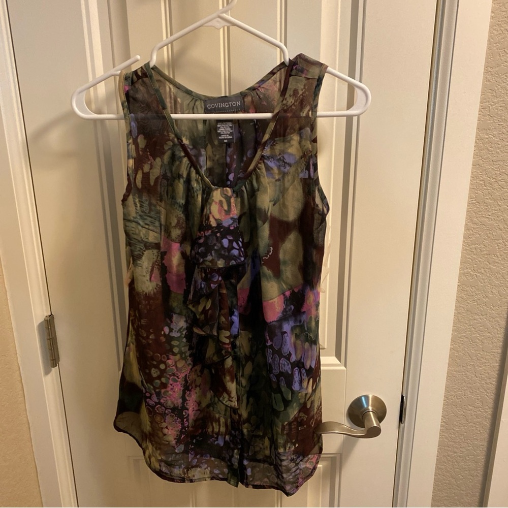 Covington Multicolor Ruffled Sleeveless Blouse